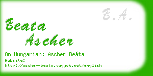 beata ascher business card